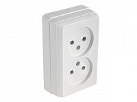 Розетка 2-ая (открытая, б/з) белая, BRON, MUTLUSAN (10 A, 250 V, IP 20)