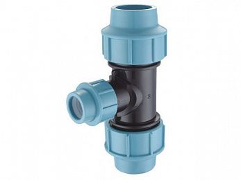 Тройник ПЭ ред. 50 х 25 х 50, AV Engineering (Полипропилен, макс.  16 бар, макс.  40 °С)