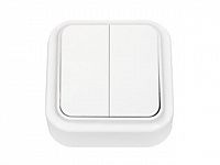 Выключатель 2 клав. (открытый, 6А) белый, Пралеска, Bylectrica