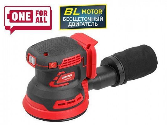 Аккум. эксцентриковая шлифмашина WORTEX COS 1218 E в кор. ALL1 XLT SOLO в кор. БЕСЩЁТ., 18В, 125 мм, (Регул. об., Амплитуда колебаний: 3,6 мм)