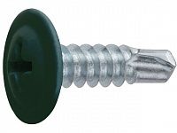 Саморез 4.2х19 мм с прессшайбой, цинк, со сверлом, RAL 6005 (50 шт в зип-локе) STARFIX (цвет зеленый мох)
