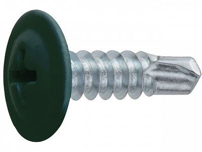 Саморез 4.2х16 мм с прессшайбой, цинк, со сверлом, RAL 6005 (14000 шт в коробе) STARFIX (цвет зеленый мох)