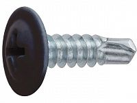 Саморез 4.2х19 мм с прессшайбой, цинк, со сверлом, RAL 8017 (50 шт в зип-локе) STARFIX (цвет шоколадно-коричневый)