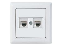 Розетка компьютерная 2xRJ45 (Cat5e, скрытая) белая, DARIA, MUTLUSAN ((2xRJ 45) 8-pin, соединения типа 568A или 568B)