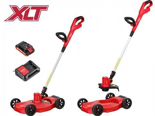 Триммер аккум. WORTEX TB 2818 ALL1 XLT SET 18В, шир.скаш.300 мм, авт.подача лески, леска 1.6 мм (2 Ач акб и зу, с тележкой, поворотная голова, поворотная телескоп.штанга)