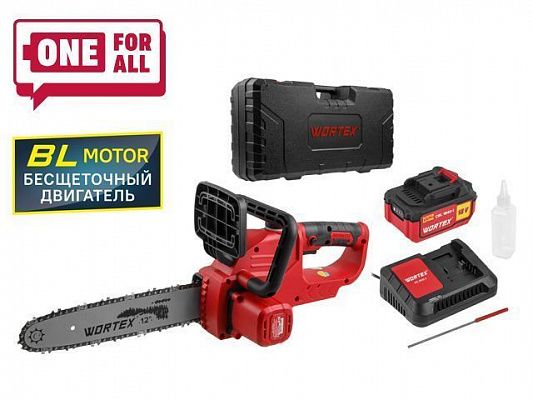 Аккум. пила цепная WORTEX CEC 3018 шина 30 см (12"), 3/8" LP, 1.1 мм ALL1 МЕГА АКЦИЯ БЕСЩЁТ.ДВИГ., 1 (БЕСЩЁТ.ДВИГ., 18 В, 1 акк., 4 Ач, ЗУ, шина 30 см