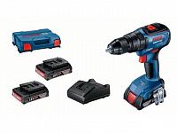 Аккум. ударная дрель-шуруповерт BOSCH GSB 18V-50 в чем. (18.0 В, 2 акк., 2.0 А/ч Li-Ion, 2 скор., 50 Нм, шурупы до 10 мм, сверление в металле до 13 мм