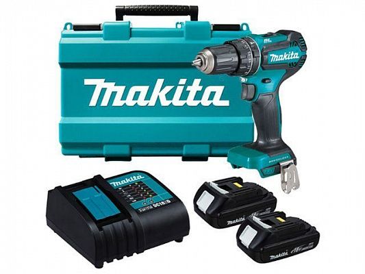 Аккум. ударная дрель-шуруповерт MAKITA LXT DHP 485 SYE в чем. (18.0 В, 2 акк., 1.5 А/ч Li-Ion, 2 скор., 50 Нм, шурупы до 10 мм, сверление в металле до 13 мм)