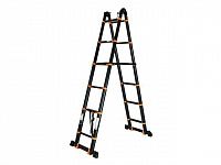 Лестница телескопическая 2-х секц. алюм. 410/820см, 2х10ступ. 28,8кг BLACK LINE STARTUL (ST9932-082) (усиленное шарнирное соединение, ширина ступени 8см, прорезиненные колеса и доп.стабилизаторы)
