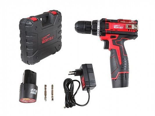 Аккум. дрель-шуруповерт WORTEX BD 1220 DLi в чем. (12.0 В, 2 акк., 2.0 А/ч Li-Ion, 2 скор., 25 Нм, шурупы до 6 мм)