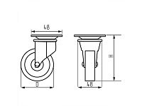 Опора колёсная d-50мм на площадке с фиксатором, резиновая STARFIX