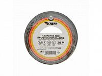 Изолента ПВХ 19 мм х 20 м черная, KRANZ профессиональная (толщина 0,18 мм  суперлипкий клеевой слой, не поддерживает горение)