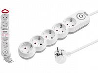 Удлинитель 1,5м (5 роз., 3,5кВт, с/з, выкл, ПВС 3х1,5) LEIDEN ELECTRIC