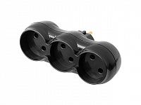 Разветвитель 3-местный (б/з, 16А, 250В) черный, Bylectrica