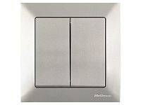 Выключатель 2-клав. (скрытый, винт. зажим) титан, DARIA, MUTLUSAN (10 A, 250 V, IP 20)